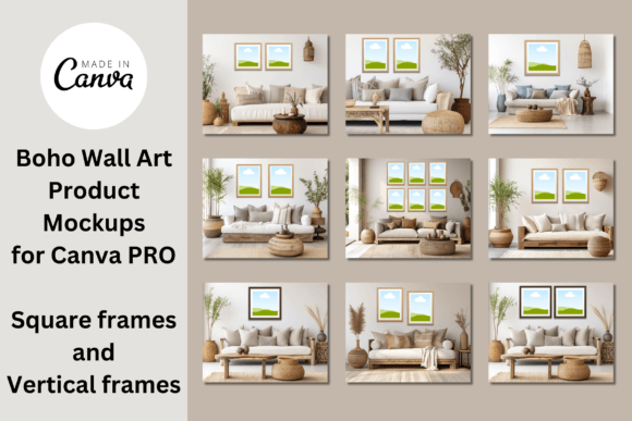 Boho Themed Wall Art Mockups- Etsy Shops