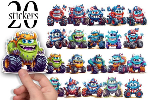 Stickers for Kids, Cute Monster Trucks