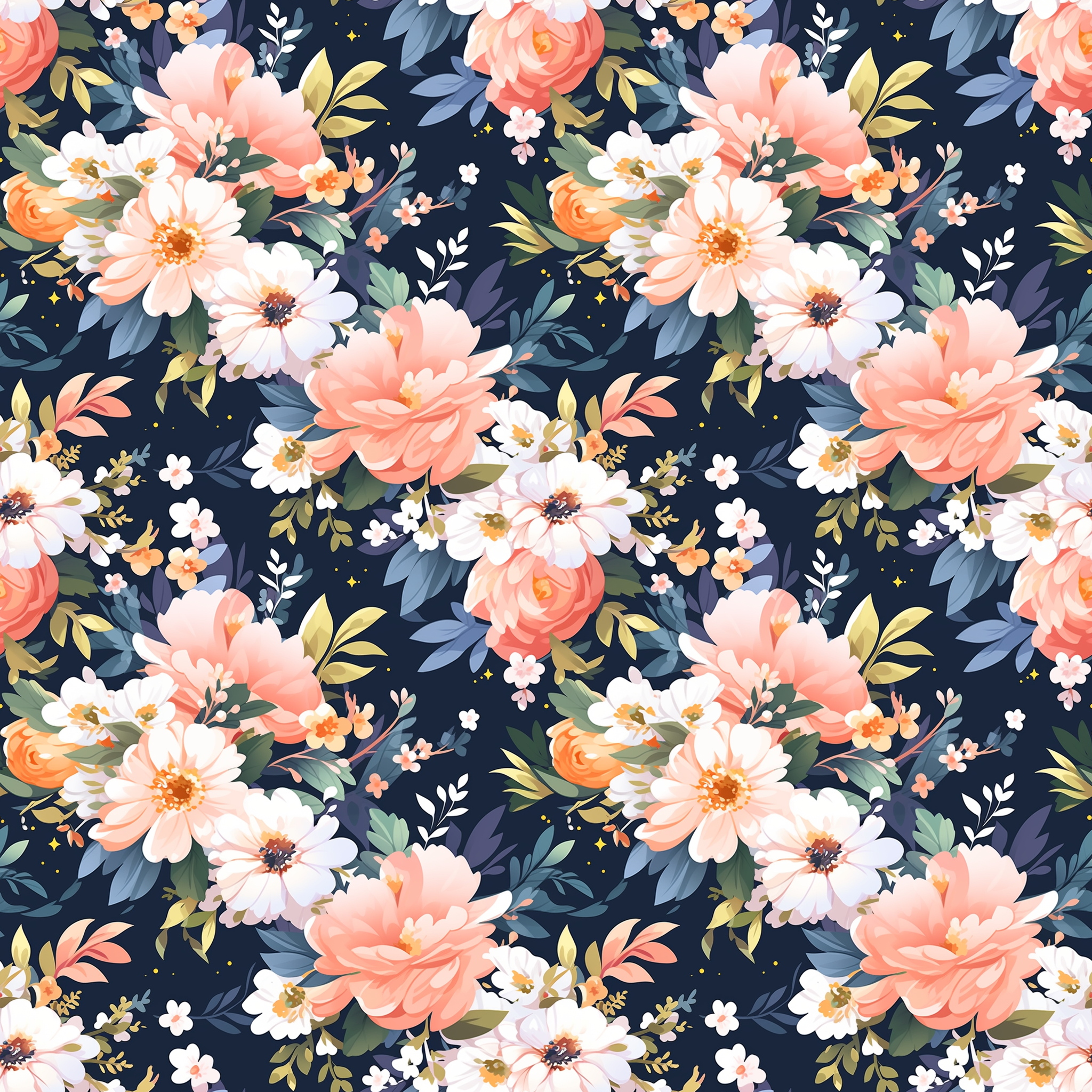 floral dark white boho
