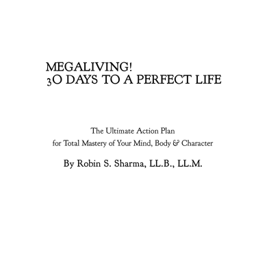 MEGALIVING 3O DAYS TO A PERFECT LIFE