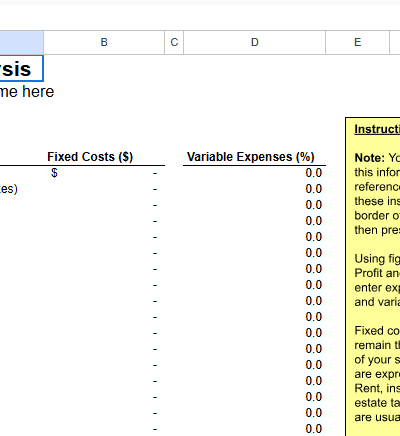 BREAKEVEN ANALYSIS.XLT
