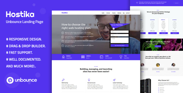 elements hostika unbounce landing page template