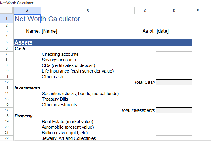 NET WORTH CALCULATOR.xlsx