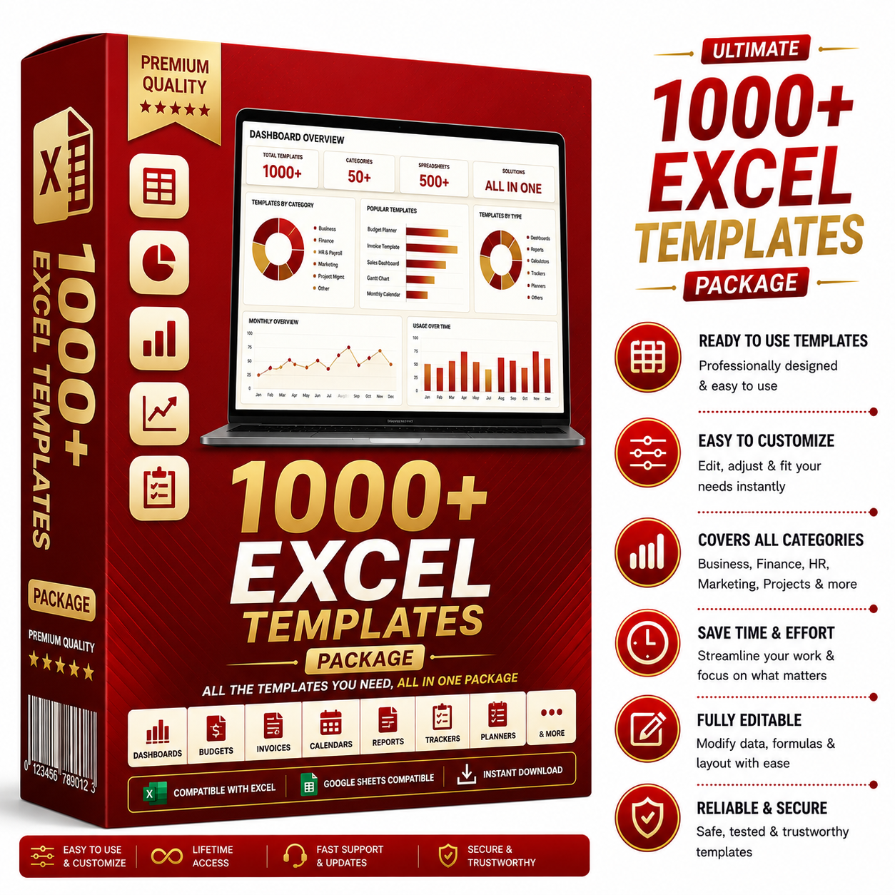 باكدج أكثر من 1000 قالب إكسل احترافي