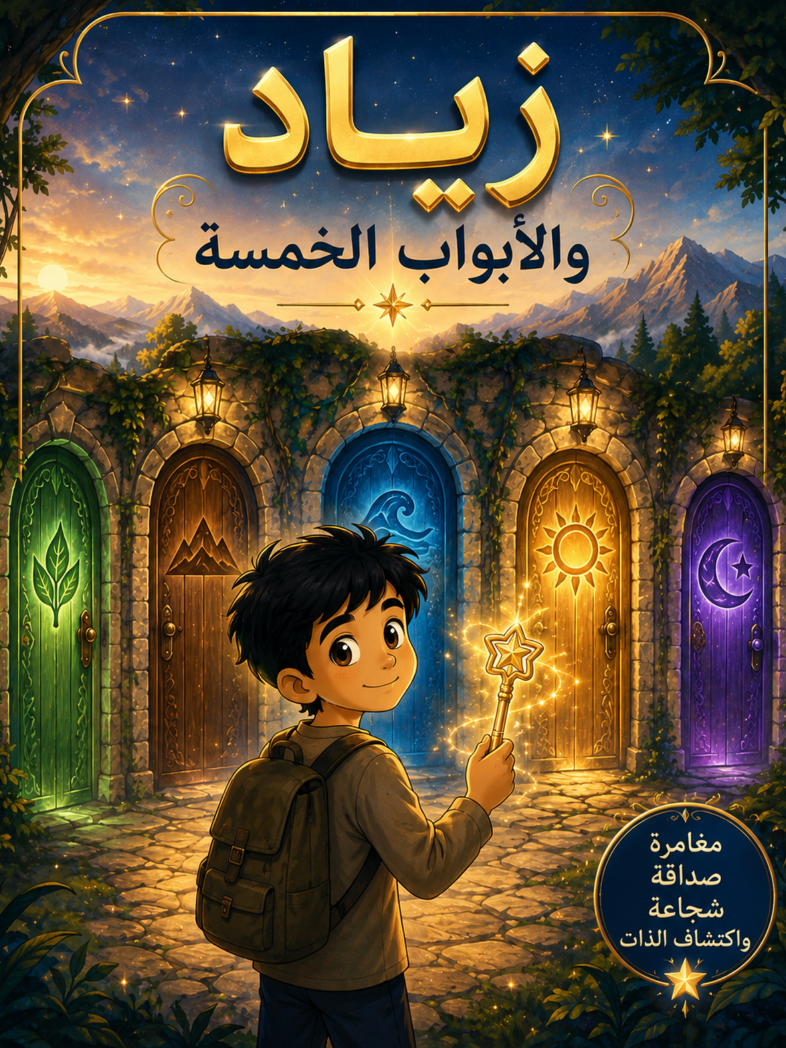 قصة عن رحلة زياد ولغز الأبواب الخمسة